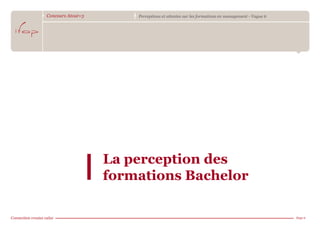 Concours Atout+3       Perceptions et attentes sur les formations en management - Vague 6




                   La perception des
                   formations Bachelor

                                                                                            Page 6
 