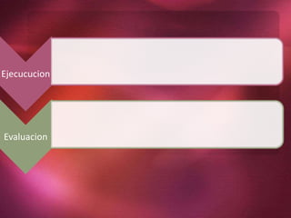 Ejecucucion 
Evaluacion 
