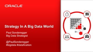 Copyright © 2013, Oracle and/or its affiliates. All rights reserved.1
Strategy In A Big Data World
Paul Sonderegger
Big Data Strategist
@PaulSonderegger
#bigdata #datafication
 
