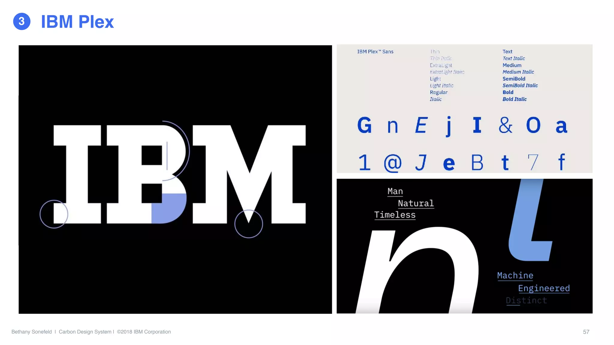 Bethany Sonefeld | Carbon Design System | ©2018 IBM Corporation
3 IBM Plex
57
 