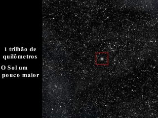 1 trilhão de quilômetros O Sol um  pouco maior 