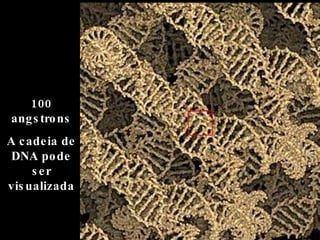 100 angstrons A cadeia de DNA pode ser visualizada 