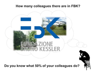 How many colleagues there are in FBK?




Do you know what 50% of your colleagues do?
 