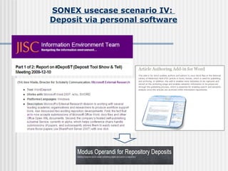SONEX usecase scenario IV:  Deposit via personal software 