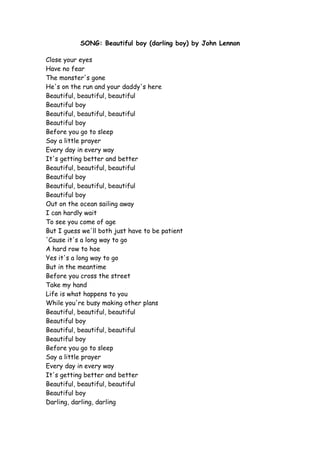 Lyrics of Song: Beautiful Boy