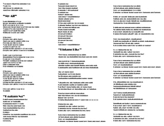 You know that I'm missing you
Yeah yes
All I hear is raindrops
And I'm officially missing you
“My All”
I am thinking of you
In my sleepless solitude tonight
If it‟s wrong to love you
Then my heart just won‟t let me be right
„Cause I‟ve drowned in you
And I won‟t pull through
Without you by my side
[Chorus:]
I‟d give my all to have
Just one more night with you
I‟d risk my life to feel
Your body next to mine
„Cause I can‟t go on
Living in the memory of our song
I‟d give my all for your love tonight
Baby can you feel me
Imagining I‟m looking in your eyes
I can see you clearly
Vividly emblazoned in my mind
And yet you‟re so far
Like a distant star
I‟m wishing on tonight
[Chorus:]
I‟d give my all to have
Just one more night with you
I‟d risk my life to feel
Your body next to mine
„Cause I can‟t go on
Living in the memory of our song
I‟d give my all for your love tonight
Give my all for your love
Tonight
“Paalam Na”
Bakit nang magpaalam ka
Sabi mo ay babalik
Hanggang ngayo'y wala
Sino nga ba ang bago mo
Mas malambing ba siya
Mahal pa ba ako
Bridge:
Hindi ko na pansin paglipas ng araw
Ang nasa isip ko na lamang
Laging ikaw
CHORUS:
Paalam na
Nasaan man ngayon
May iba mang mahal
Pangako'y di nagtagal
Paalam na
Sana'y alam mo
Ang puso'y maghihintay
Alang-alang sa'yo
Instrumental
Di ba ang sabi mo noon pang
Habang-buhay na tayong dalawa
Dito sa pusong bihag mo
Wala nang papalit
Ikaw lang at ako
(Repeat Bridge)
(Repeat Chorus)
Instrumental
(Repeat Chorus)
Coda:
Ang puso'y maghihintay
“Biglang Liko”
Yiee! tara, sumama ka sa akin
Alam mo na dadalhin kta kng san mo gusto
Ang pawis ko'y tumatagaktak
Sa bilis may pumapalakpak
Abutin natin ang langit ibuka ang pak-pak
Langhapin ang halimuyak ng mga bulaklak
Ako ay paru-paro
Nakadapo sa iyong damo
Sa liwanag ang ganda mo
Andaming nabibighaning gamo-gamo
Yakapin mo ako habang atin ang gabi
Kasi mundo natin ay laging salisi
Pag ika'y nasa baba ako ay nasa taas
Sa tuwing ikaw ay darating ako ay lalabas
Wag ka masyadong marahas
Sige lng isigaw mo pa ng malakas
Ilagay mo sa tono
Di kita tinatanong pero'y sagot mo oo oo oo oo
Hintayin mo ako
Malapit na ako sabay na tayo
Papunta na ko nasan ka na ba?
Kung ako sayo sumama ka na, tara
Tara tara sumama ka sa akin
At hawakan ang aking kamay
Tayo ay maglalakbay
Patungo sa lugar kung saan tayo lang ang may alam
Tara tara sumama ka sa akin
At hawakan ang aking kamay
Tayo ay maglalakbay (oooohh)
Patungo sa lugar kung saan tayo lamang ang laman
Pinto ay sarado buksan ang kandado
Talian ang aso papasukin mo na ako
Meron akong regalo hindi mo malilimutan
Matagal ko tong pinagipunan
Pahiram ng upuan para aking patungan
Ng aking dala dala na aking ng makunan
Para may alaala ka sa pagalis mo
Panuorin kung sakali'y ako ay mamimiss mo
Tayo na magsabay, magkamay
Kahit na pagkain ay hindi sa plato nakalagay
Masarap ba? dyan ako sanay
Kaya pala mga sagot mo sa akin ay panay
Oo oo hintayin mo ko
Malapit na ako sabay na tayo
Papunta na ako, nasan ka na ba?
Kung ako sayo sumama ka na
Tara tara sumama ka sa akin
At hawakan ang aking kamay
Tayo ay maglalakbay
Patungo sa lugar kung saan tayo lang ang may alam
Tara tara sumama ka sa akin
At hawakan ang aking kamay
Tayo ay maglalakbay
Patungo sa lugar kung saan tayo lamang ang laman
Oh, nilambing mo na maghapon
At dinilaan ang muka mo
Nangangahulugan hindi lahat
Ng hinihimas ay umaamo
Aso't pusa nagkalmutan
Nagaway nakauntugan
Bagong taon ba ngaun?
Bat ganun may nakakaputukan
Sumibak ng kahoy para panggatong
Para may apoy tayo maghapon
Sakto ah, may sweldo pa ako
Magwwithdraw muna ko sa banko
Oo oo hintayin mo ko
Malapit na ako sabay na tayo
Papunta na ako, nasan ka na ba?
Kung ako sayo sumama ka na
 