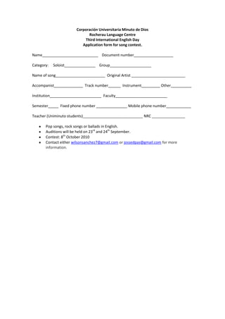 Song contest application | DOCX