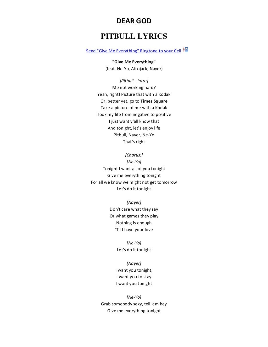 Song lyrics
