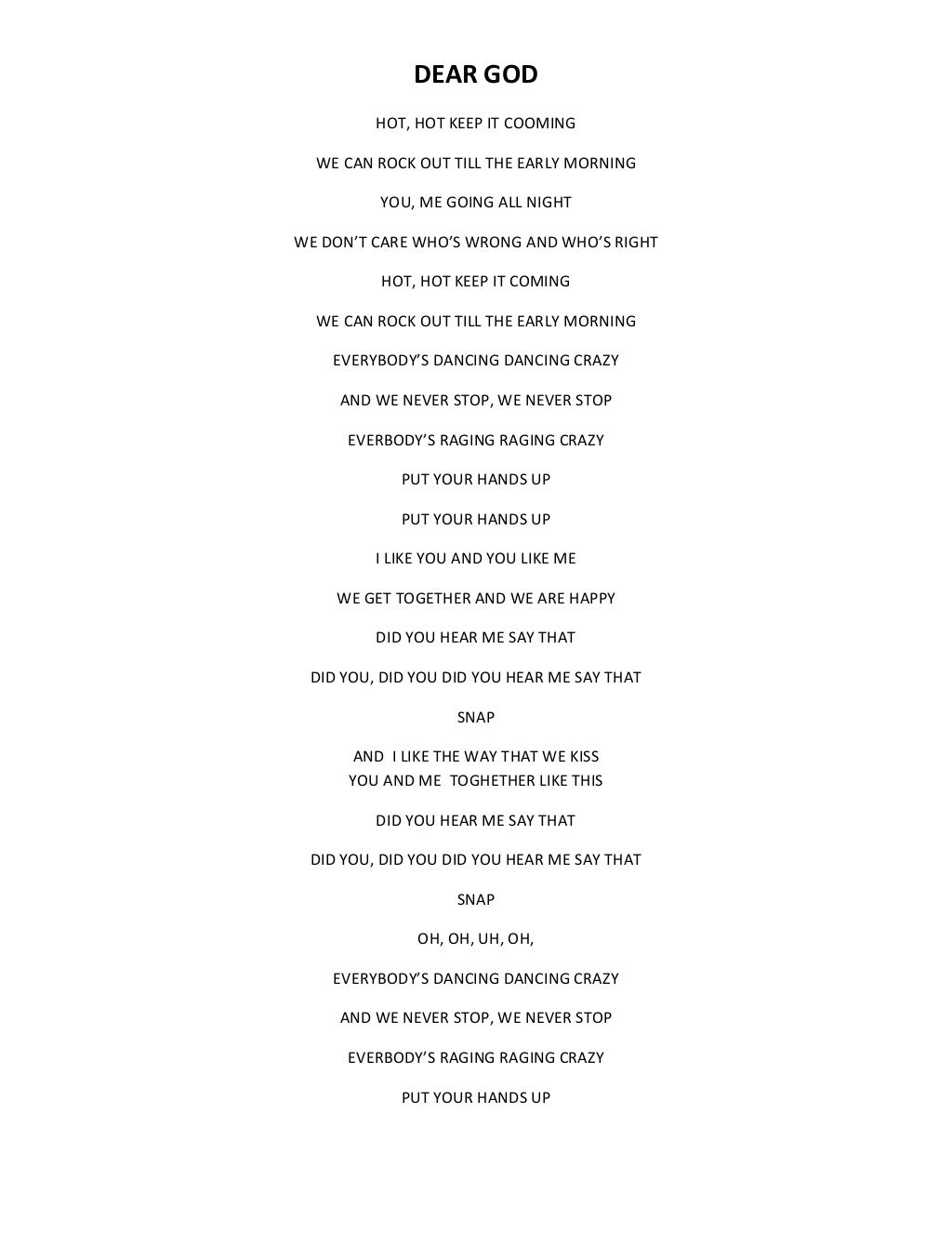 Song lyrics