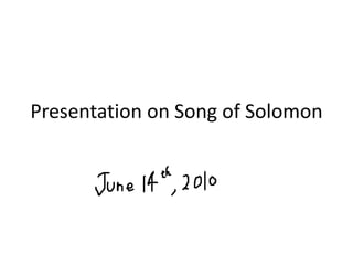 Presentation on Song of Solomon 