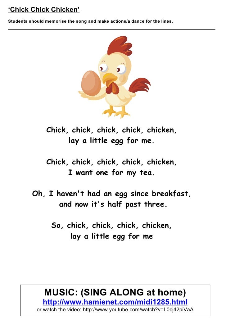 Chicken Song Lyrics chicken dance song lyrics
