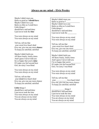 Table Of Contents
Tears In Heaven Eric Clapton
Englishman in New York Sting 129
Say What You Need To Say John Mayer 131
You Got A Friend James Taylor 132
50 Ways To Leave Your Lover Paul Simon 134
Thinking Out Loud Ed Sheeran 135
Say It Right Nelly Furtado 140
Bridge Over Troubled Water Simon & Garfunkle 142
Yellow Submarine The Beatles 144
Slow Down Nicole Nordeman 145
Hello Adele 147
I'm Gonna Lose You Meghan Traynor 149
Eyes Open Taylor Swift 151
One More Night Maroon 5 153
Singing In the Rain Gene Kelly 155
Sunshine Of My Life Stevie Wonder 158
Fight Song Rachel Platten 159
127
 
