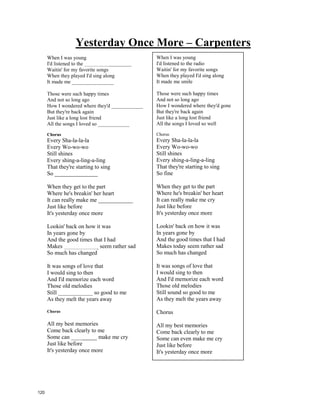 WORDS – F.R. David
Words, don't come easy to me
How can I find a way
to make you see I Love You
Words don't come ___________________
Words, don't come easy to me
This is the only way
for me to say I Love You
Words don't come easy
Well I'm just a music man
Melody's so far my best _______________
But my words are coming
out wrong and I
I reveal my heart to you and
Hope that you believe it's true ___________
Words, don't come easy to me
How can I find a way
to make you see I love You
Words don't come easy
This is just a simple song
That I've made for you on my own
There's no hidden ____________________
you know when I
When I say I love you honey
Please believe I really do cause
Words, don't come easy to me
How can I find a way to make
you see I Love You
Words don't come easy
It isn't easy
Words don't come easy
Words, don't come easy to me
How can I find a way to make you
see I Love You
Words don't come easy
Don't come easy to me
This is the only way for me
to say I Love You
Words don't come easy
Words don't come easy
Words, don't come easy to me
How can I find a way
to make you see I Love You
Words don't come easy
Words, don't come easy to me
This is the only way
for me to say I Love You
Words don't come easy
Well I'm just a music man
Melody's so far my best friend
But my words are coming
out wrong and I
I reveal my heart to you and
Hope that you believe it's true cause
Words, don't come easy to me
How can I find a way
to make you see I love You
Words don't come easy
This is just a simple song
That I've made for you on my own
There's no hidden meaning
you know when I
When I say I love you honey
Please believe I really do cause
Words, don't come easy to me
How can I find a way to make
you see I Love You
Words don't come easy
It isn't easy
Words don't come easy
Words, don't come easy to me
How can I find a way to make you
see I Love You
Words don't come easy
Don't come easy to me
This is the only way for me
to say I Love You
Words don't come easy
Words don't come easy
119
 