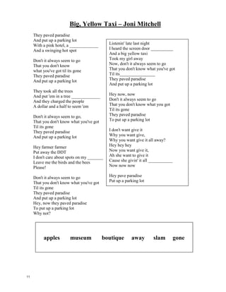 Beautiful, Dirty, Rich – Lady Gaga
Beautiful, dirty dirty rich rich dirty dirty beautiful dirty
rich
Dirty dirty rich dirty dirty rich beautiful
Beautiful and dirty dirty rich rich
We've got a redlight pornographic dance ___________
Systematic, honey but we go no money
Our hair is __________, while were all getting shit
wrecked, it's automatic, honey but we got no money
Daddy I'm so sorry, I'm so sorry yea, we just like to
party, like to ______________ yea,
Bang Bang, we're beautiful and dirty rich
Bang Bang, we're beautiful and dirty rich
We live a cute life, soundfanatic,
Pants tighter than ___________, honey
but we got no money
We do the dance right, we have go it made like icecream topped with ____________
But we got no ________________
Daddy I'm so sorry, I'm so sorry yea, we just like to party, like to party yea,
Bang Bang, we're beautiful and dirty rich
Bang Bang, we're beautiful and dirty rich
A bang bang bang, bang bang bang, beautiful, dirty rich
A bang bang bang, bang bang bang, beautiful, dirty rich
Bang Bang, we're beautiful and dirty rich
Bang Bang, we're beautiful and dirty rich
Bang bang
Bang bang
plastic
perfect
fight
party
honey
money
10
 