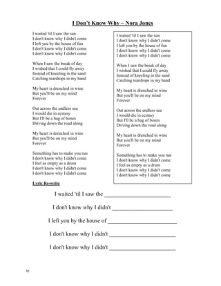 I wanna Grow Old With You - Adam Sandler
I wanna make you smile
Whenever you're sad
Carry you around
when your arthritis is ____________
All i wanna do,
is grow old with you
I'll get you medicine
when your tummy ______________
Build you a fire
if the furnace breaks
So, it could be so _________________
growing old with you,....
I'll miss you
Kiss you
Give you my coat
when you are ___________
Need you
Feed you
Even let you hold
the remote _________________.
So let me do the dishes
in our kitchen sink
Put you to bed when you've
had too much to ___________________
Oh I could be the man
that grows old with you
I wanna grow old with you.
I wanna make you smile
Whenever you're sad
Carry you around
when your arthritis is bad
All i wanna do,
is grow old with you
I'll get you medicine
when your tummy aches
Build you a fire
if the furnace breaks
So, it could be so nice
growing old with you,....
I'll miss you
Kiss you
Give you my coat
when you are cold
Need you
Feed you
Even let you hold
the remote control.
So let me do the dishes
in our kitchen sink
Put you to bed when you've
had too much to drink
Oh I could be the man
that grows old with you
I wanna grow old with you.
51
 