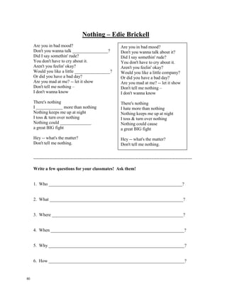 If I wrote a note to God
What if you wrote a note to God?
What would you say? Let it all out!
Write your private note to God here:
Dear God,
Sincerely, ______________________________
79
 
