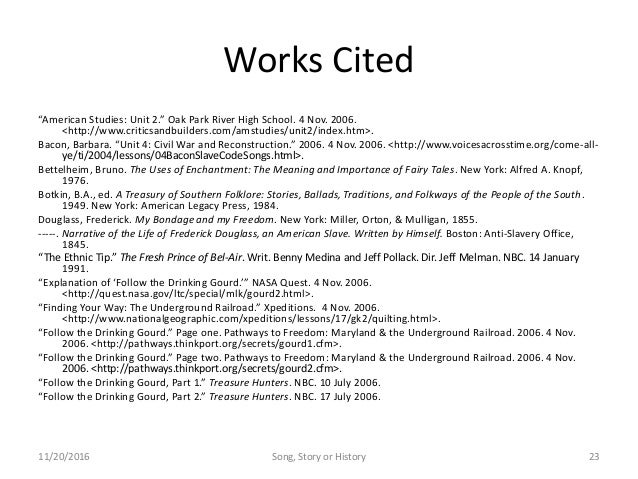 resisting the claims of coded messages in slave songs works cited song