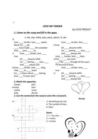 Songs worksheets (reparado) | PDF