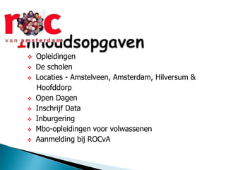 Inhoudsopgaven Opleidingen