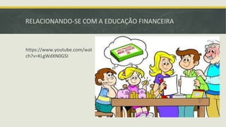 RELACIONANDO-SE COM A EDUCAÇÃO FINANCEIRA
https://www.youtube.com/wat
ch?v=KLgWdXN0G5I
 