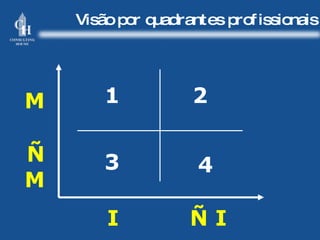 Visão por quadrantes profissionais 1 2 4 3 M Ñ M I Ñ I 
