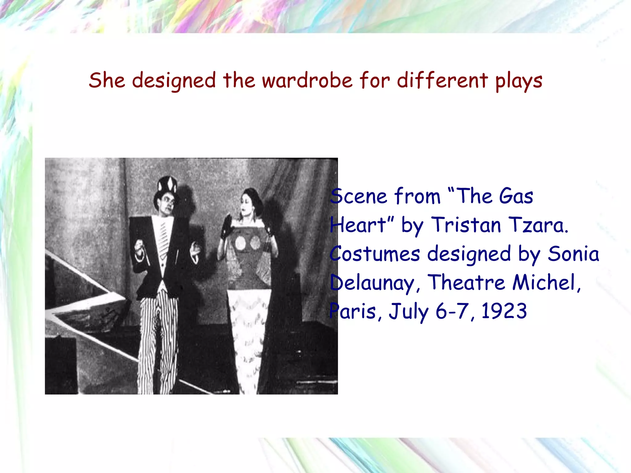 She designed the wardrobe for the Russian ballet. Shawls for “Cleopatra” from Diaghilev (1918) 