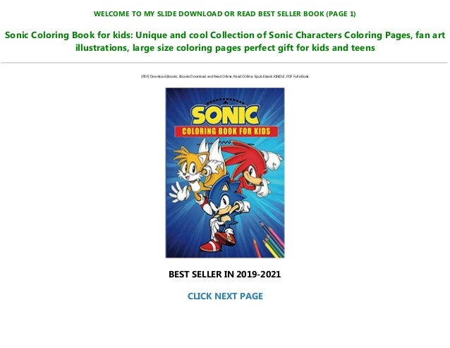 Pdf Download Sonic Coloring Book For Kids Unique And Cool Collecti