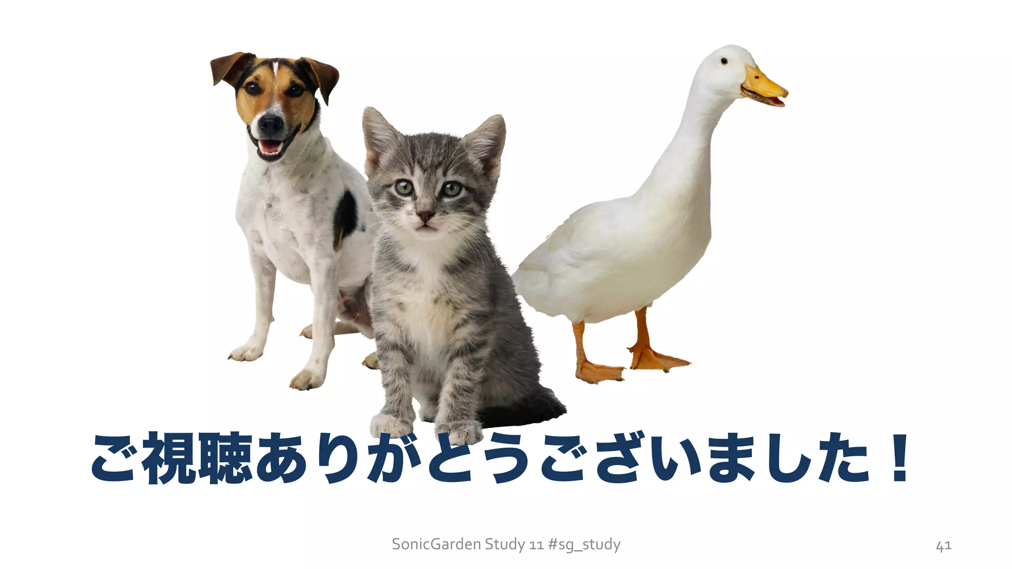 SonicGarden	
  Study	
  11	
  #sg_study	
  
ご視聴ありがとうございました！
41	
  
 