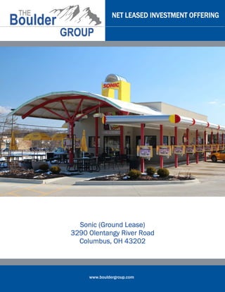 NET LEASED INVESTMENT OFFERING




  Sonic (Ground Lease)
3290 Olentangy River Road
  Columbus, OH 43202



     www.bouldergroup.com
 