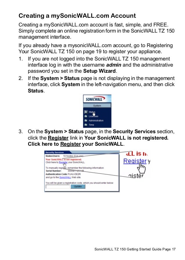 where to find sonicwall registration code