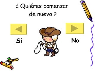 ¿ Quiéres comenzar  de nuevo ? Si No 