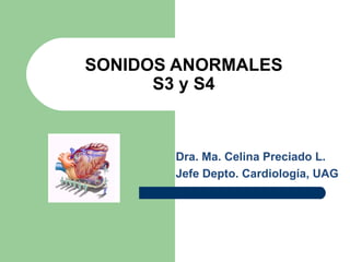 SONIDOS ANORMALES S3 y S4 Dra. Ma. Celina Preciado L. Jefe Depto. Cardiología, UAG 