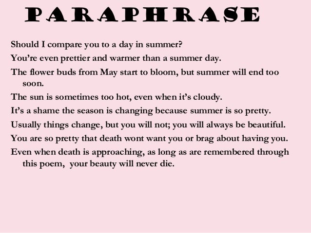 Shall I Compare Thee Paraphrase
