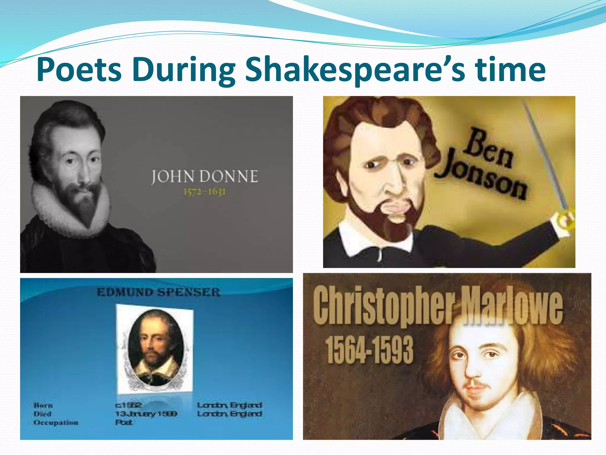 Poets During Shakespeare’s time

 