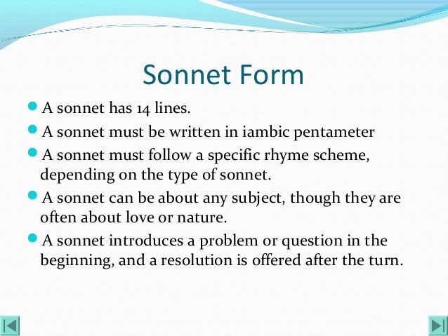 sonnet powerpoint sonnet form