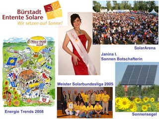 Sonnensegel SolarArena Janina I. Sonnen Botschafterin Meister Solarbundesliga 2005 Energie Trends 2008 