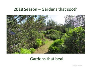 2018 Season – Gardens that sooth
© Project SOUND
Gardens that heal
 