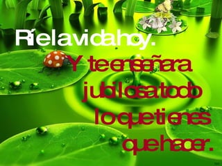 Ríe la vida hoy. Y te enseñara jubilosa todo lo que tienes que hacer. 