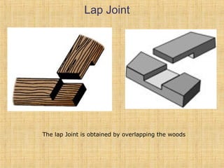 Lap Joint 
The lap Joint is obtained by overlapping the woods 
 