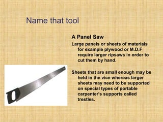 PPT ON WOOD JOINTS AND CARPENTRY TOOLS