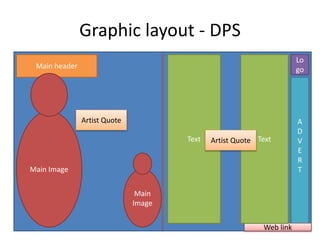Graphic layout - DPS
Main header
Text
A
D
V
E
R
T
Lo
go
Web link
Main Image
TextArtist Quote
Artist Quote
Main
Image
 