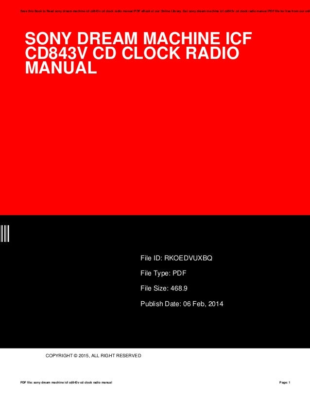 sony clock radio dream machine icf manual Sony dream-machine-icf-cd843v-cd-clock-radio-manual.