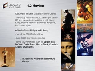 Columbia TriStar Motion Picture Group A World-Class Hollywood Library -more than 3500 feature films -over 35000 television...