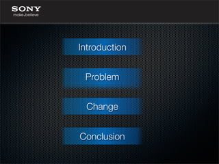 Introduction
Problem
Change
Conclusion
 