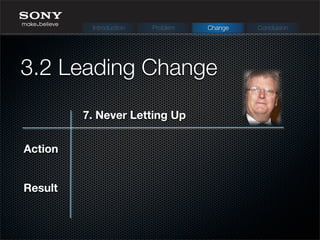 Action
Result
3.2 Leading Change
Introduction Problem Change Conclusion
7. Never Letting Up
 