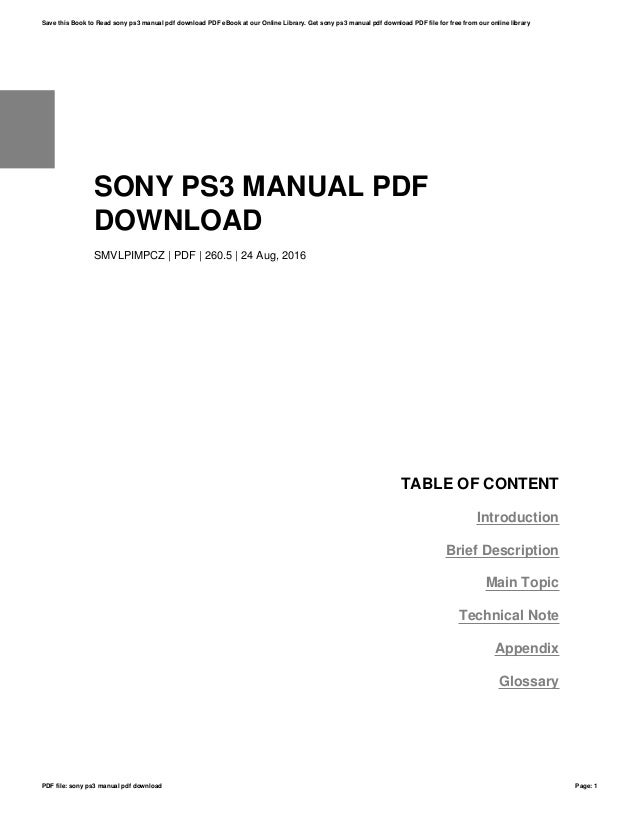 Sony ps3-manual-pdf-download