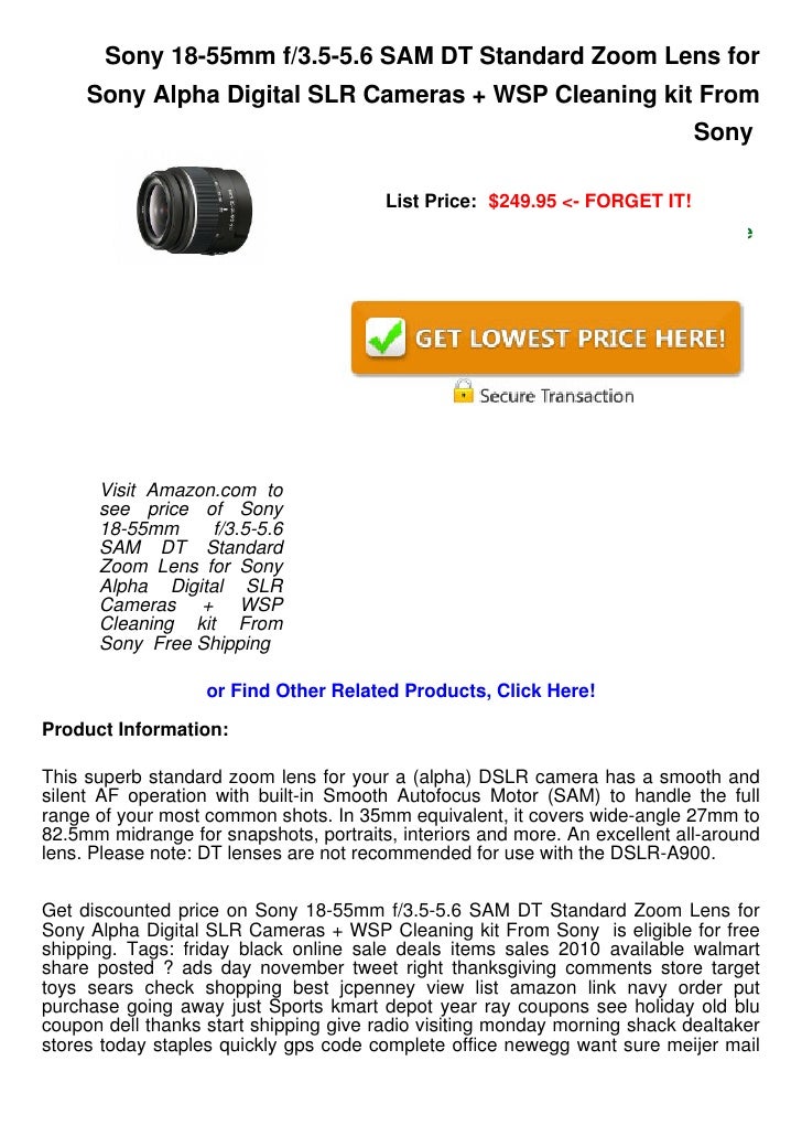 Sony 18 55mm F3 5 5 6 Sam Dt Standard Zoom Lens For Sony Alpha Di