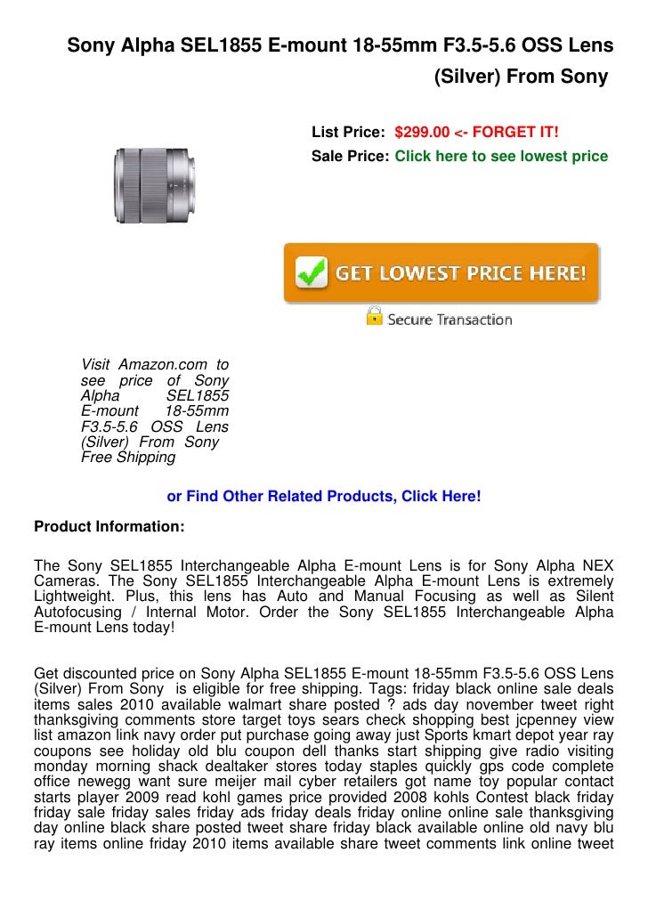 Sony Alpha Sel1855 E Mount 18 55mm F3 5 5 6 Oss Lens Silver From