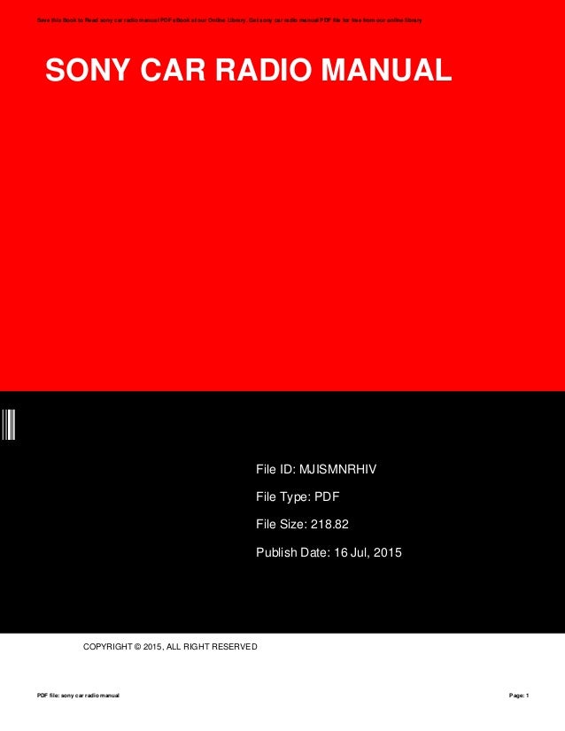 Sony car radio manual