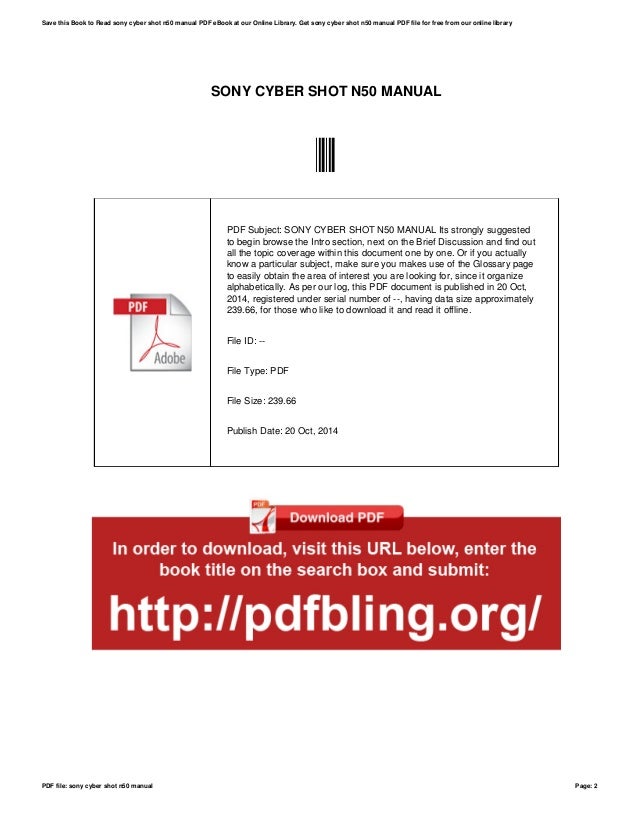Sony cyber shot n50 manual